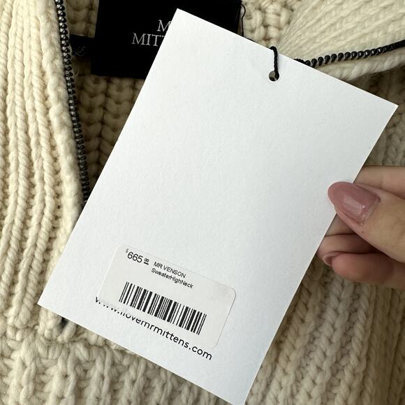 I Love Mr. Mittens Mr. Venson Fish High Neck Wool Zip Pullover Cream - Picture 6 of 6